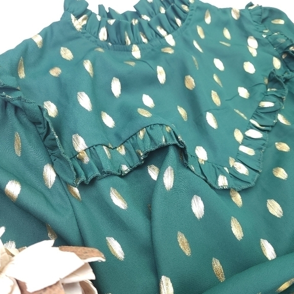 Green Gold Metallic Top Sz XL - Picture 7 of 13